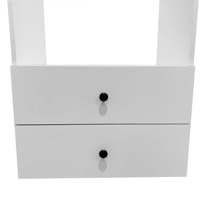 Wooden Closet Organiser System with 2 Drawers 3 Shelves Wall Mount Shelving for Walk in Closet Bedroom Organization Built in Clothes Storage White