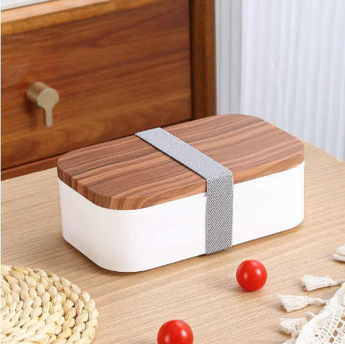 Japanese Lunch Box with Koi Design and Wooden Lid