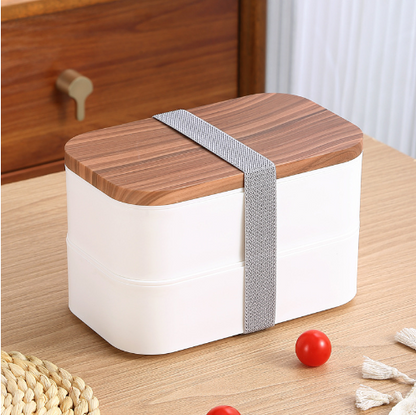Japanese Lunch Box with Koi Design and Wooden Lid