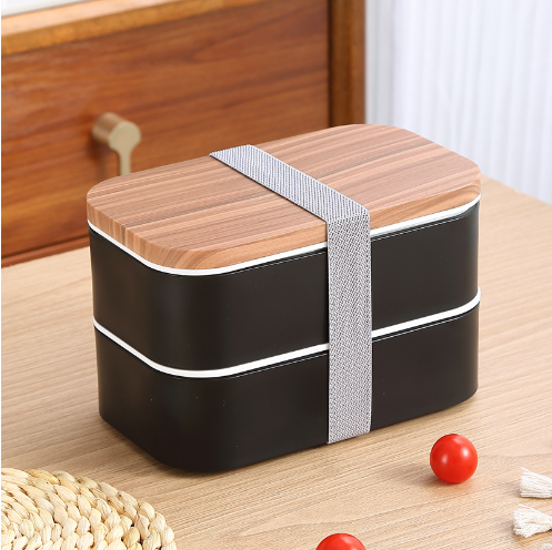 Japanese Lunch Box with Koi Design and Wooden Lid