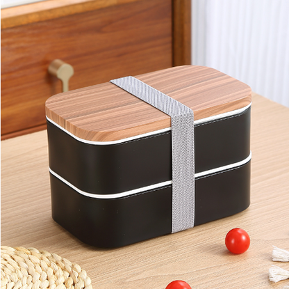 Japanese Lunch Box with Koi Design and Wooden Lid