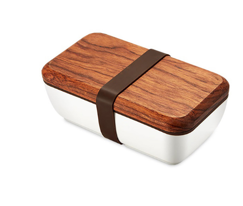 Japanese Lunch Box with Koi Design and Wooden Lid